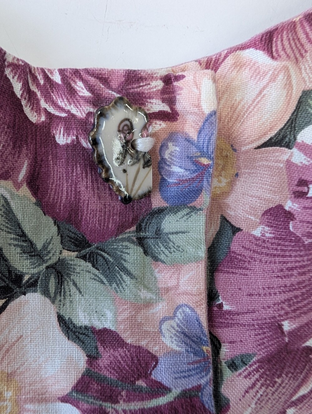 VINTAGE Cottagecore Floral Sleeveless Cotton Dress in Mauve Pink 1980 XL - Picture 6 of 7